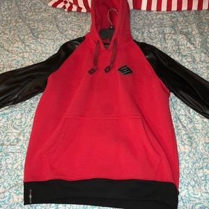 Red And Leather Hoodie